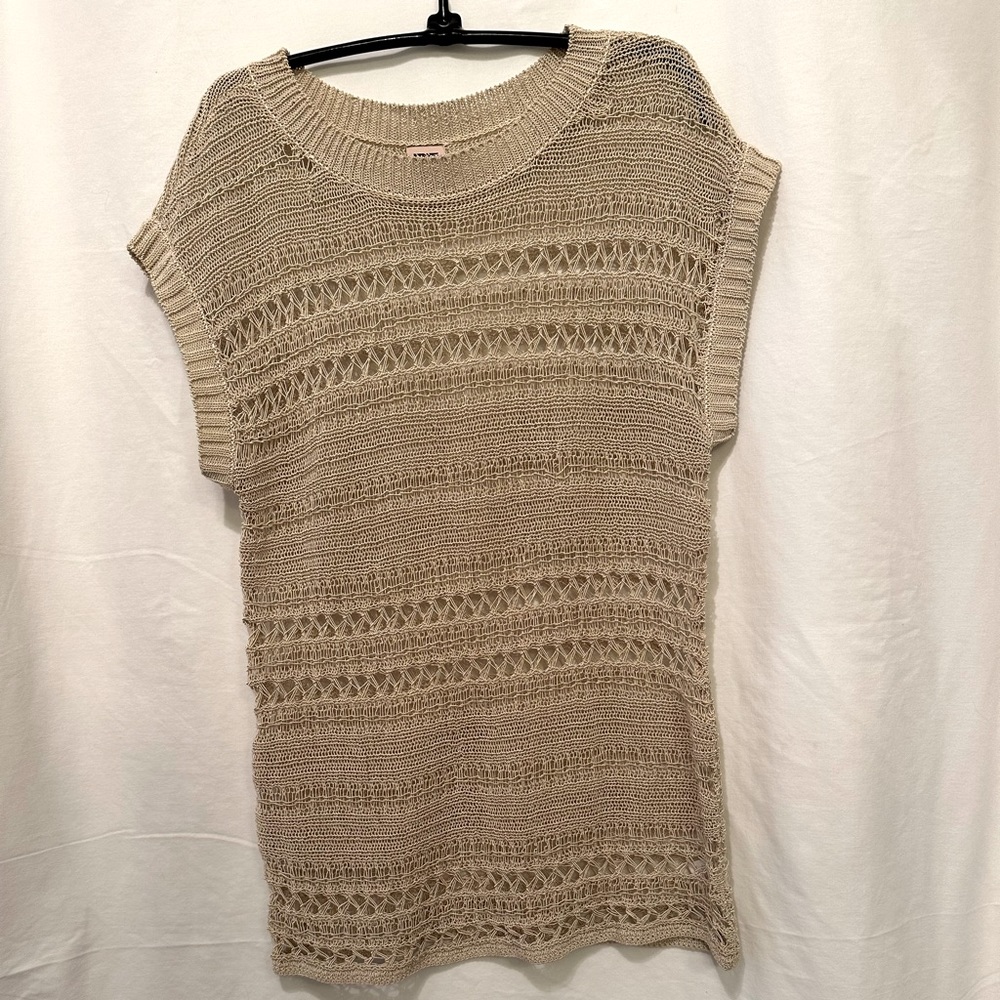 Anne Klein Vintage Acrylic Nylon Crochet Knit Sleeveless Tunic Size L